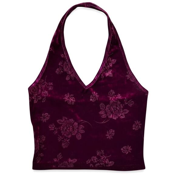Y2k XOXO Cherry Cola Velour Halter Tank - Picture 1 of 7